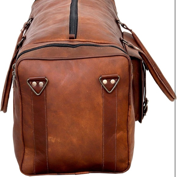 Brown Leather Men's Travel Bag - Picture 6 of 8